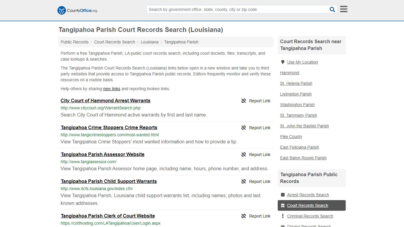Court Records Search - Tangipahoa Parish, LA (Adoptions, Criminal ...